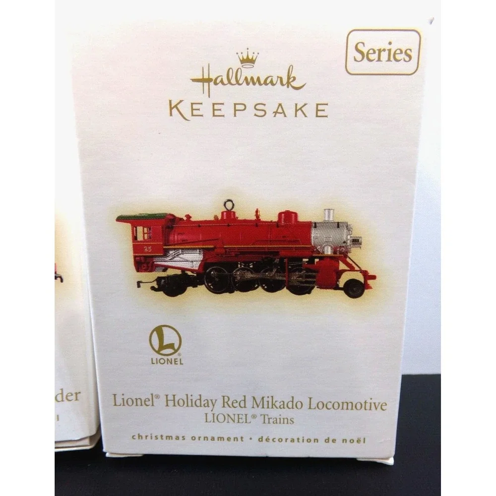 Hallmark Ornament 2009 Lionel Holiday Red Mikado Locomotive Tender & Boxcar (3)